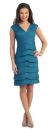 Aqua Inspired Cocktail Dress with Cascading Ruffles in Teal